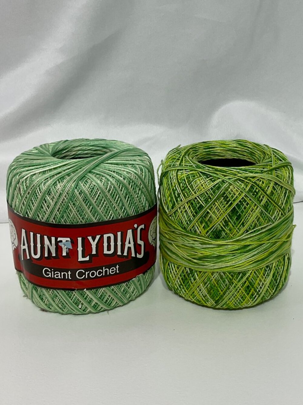 Aunt Lydias Bundle of 2 Variegated Greens Vintage Crochet Yarn